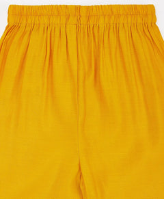 Yellow Silk Blend Lace Kurta Pant Set