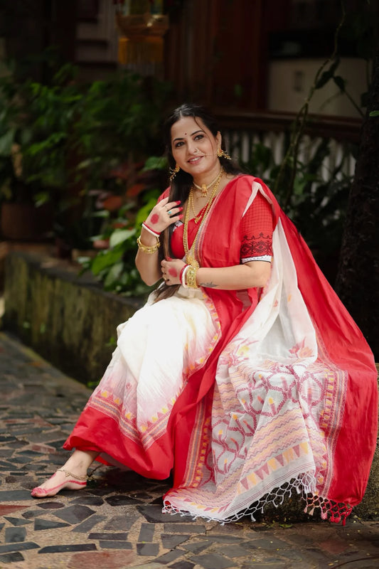 Bengal Laal Paar Cotton Saree