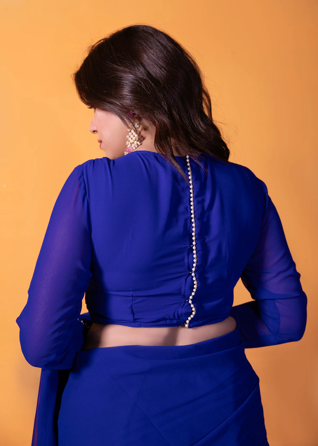 Pre-Draped Frilled Saree with Blouse and Peticoat
