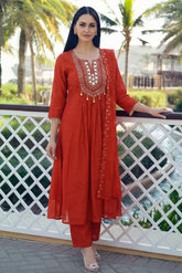 Gulnaar Chanderi Anarkali Set