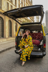 Saina Yellow A-Line Suit Set- By Reet Lifestyle