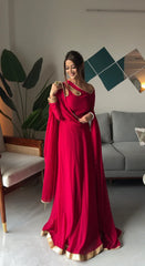 Elegant Viva Magenta Georgette Anarkali with Dupatta