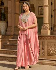 Urban Peach Solid Satin Coord Set