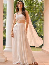 White Georgette Handwork Skirt Top Set