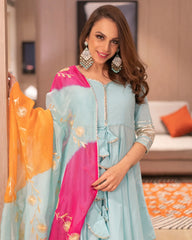 Blue Gottapatti Sharara Set