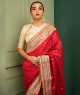 Royal Ruby Queen Saree With The Classic Champagne Blouse