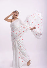 White Love Mulmul Cotton Saree- By Reet Lifestyle