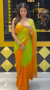 Orange & Green Ombre Saree