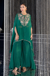 Green Organza Glow Kaftan Set