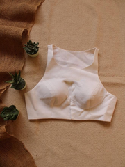 White Cotton Padded Front-Hook Blouse