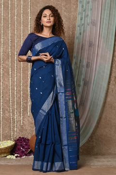 Pure Cotton Handwoven Paithani Saree Handcrafted Peacock Pallu
