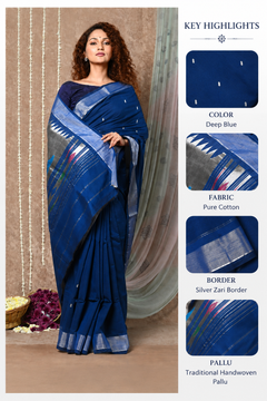 Pure Cotton Handwoven Paithani Saree Handcrafted Peacock Pallu