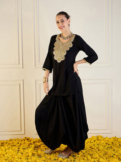 Kesari Noor Heritage Embroidered Kurta & Dhoti Pants Ensemble