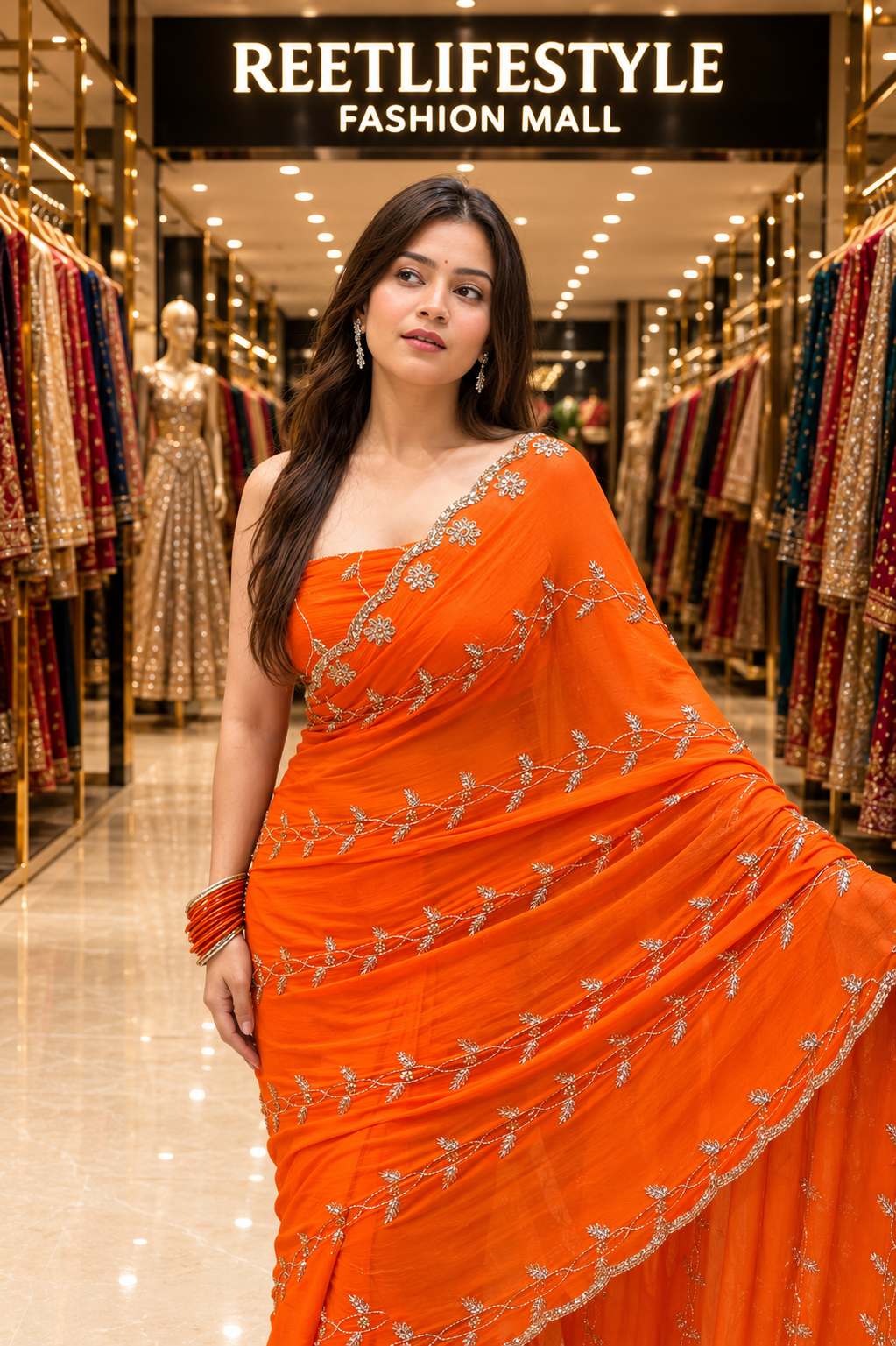 Royal Purple Pure Chiffon Floral Handwork Saree