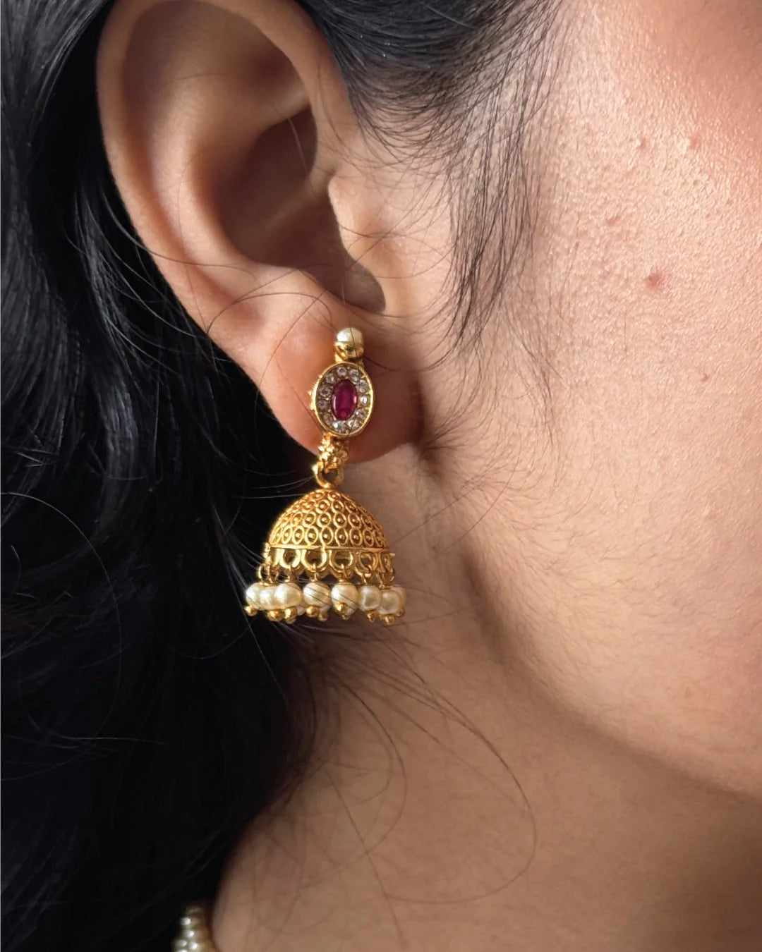 Jhumka Chinchpeti Necklace Set