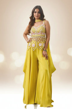 Effortless Style Sunlit Pearl Embroidered palazzo Set