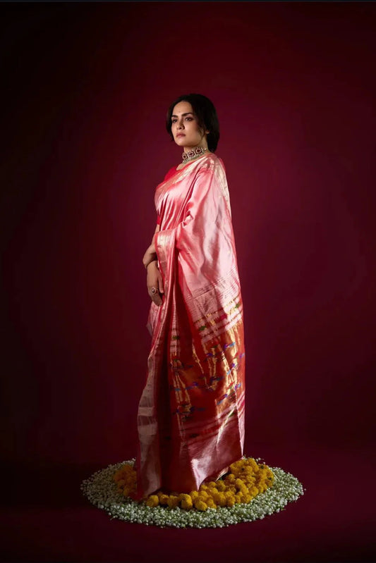 Pure Silk Paithani Saree with Traditional Woven Pallu