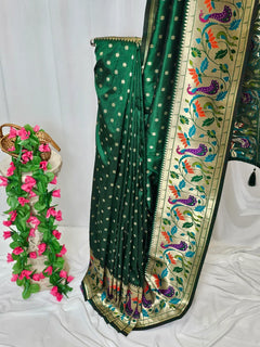 Rajhans Rani Pink Soft Silk Paithani Saree with Copper Zari Lotus Pallu