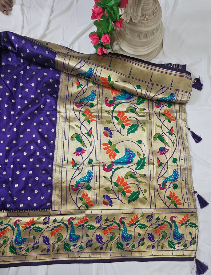 Rajhans Rani Pink Soft Silk Paithani Saree with Copper Zari Lotus Pallu