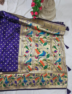 Rajhans Rani Pink Soft Silk Paithani Saree with Copper Zari Lotus Pallu