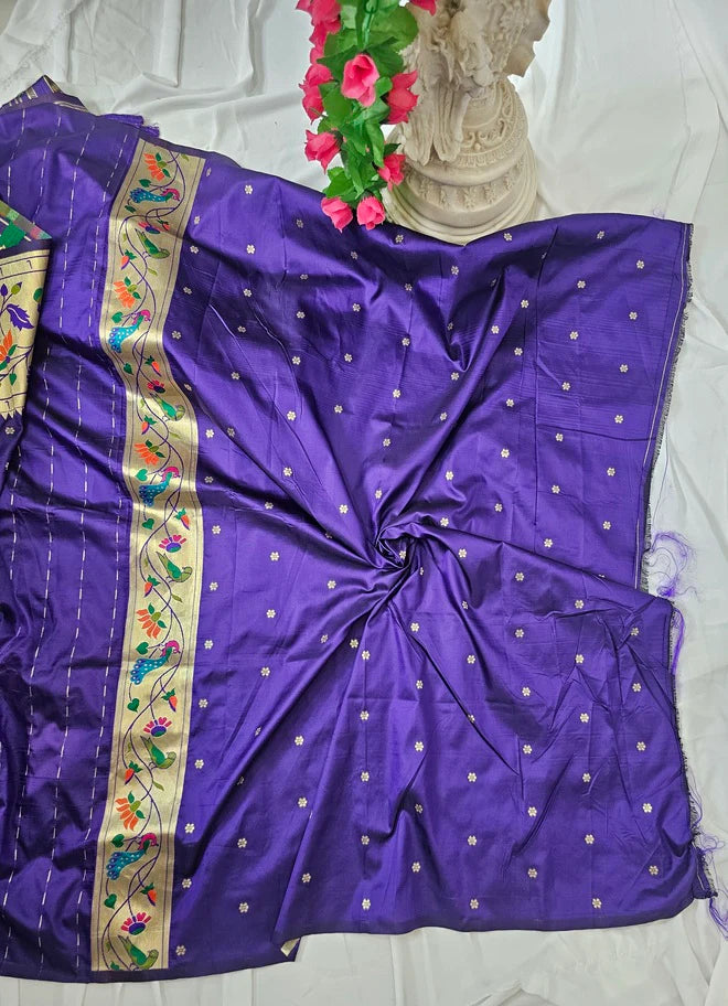 Rajhans Rani Pink Soft Silk Paithani Saree with Copper Zari Lotus Pallu