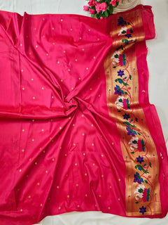Rajhans Rani Pink Soft Silk Paithani Saree with Copper Zari Lotus Pallu