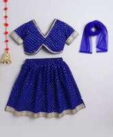 Blue Georgette Gota Embellished Lehenga Set