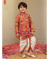 Pink Cotton Farm Animal Kurta Dhoti Set