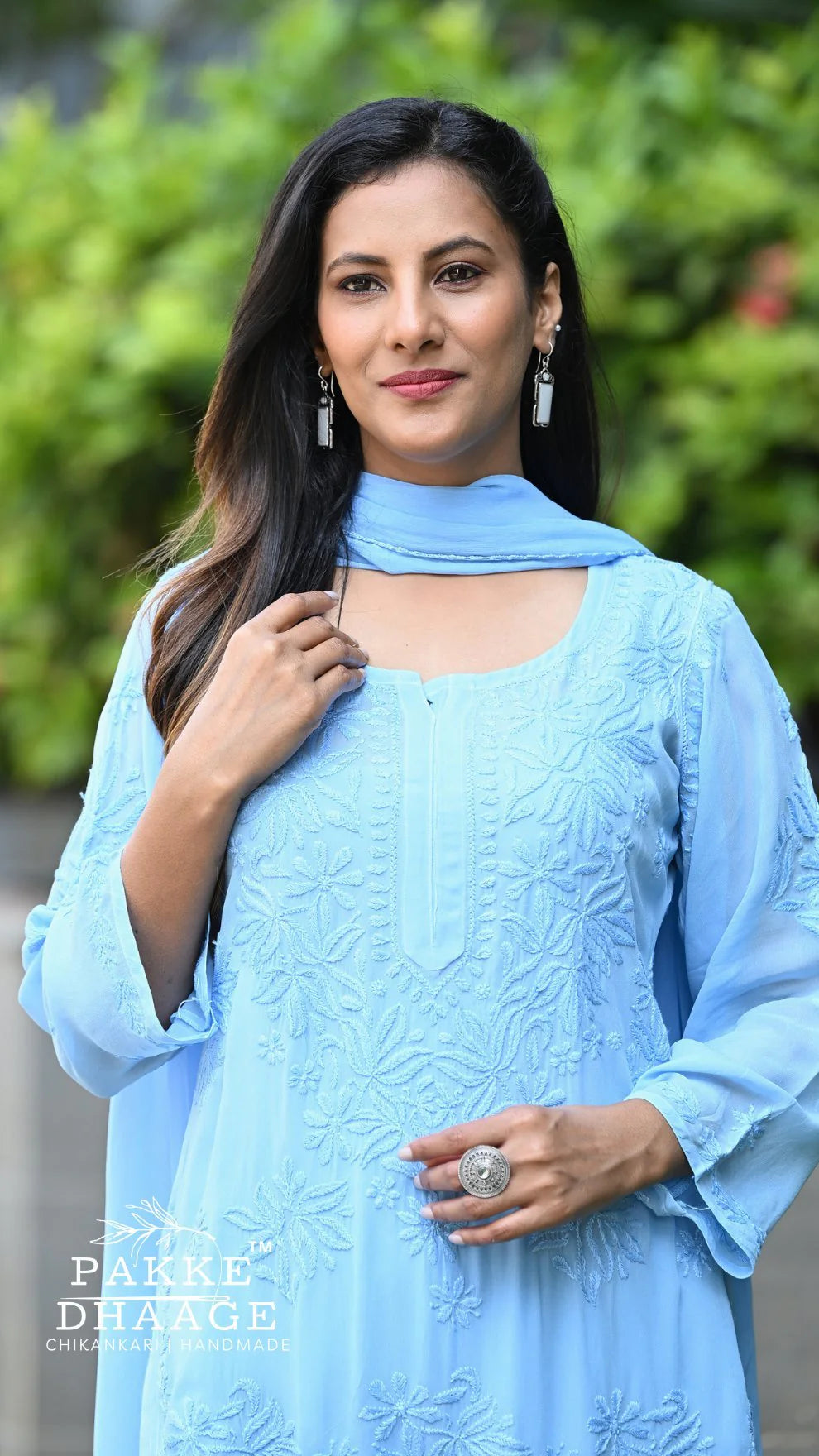 Noor Neelkamal Pure Viscose Chikankari 3D Kurta Set