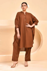 Noor Neeli Mocha Cotton Co-Ord Set