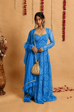 Neelanjana Bandhani Anarkali Set