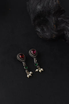 Tanmani Stone Oxidized Long Necklace
