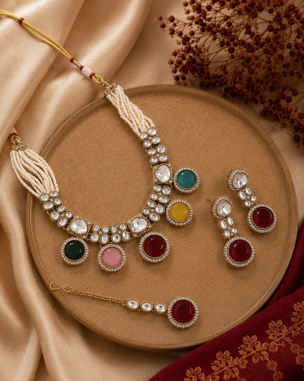 Rajwada Heritage Polki Necklace/Chocker Set