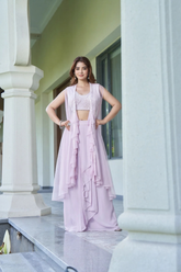 Light Pink Viscose Skirt Jacket Set