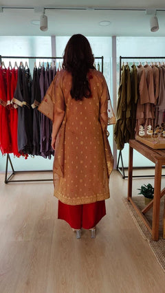 Noor-e-Rang Banarasi Jamdani Kaftan Set with Camisole & Neckpiece