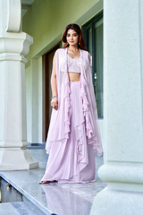 Light Pink Viscose Skirt Jacket Set