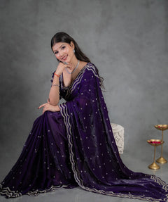 Garnet Red Fendy Silk Saree with blouse - By Reet Lifestyle