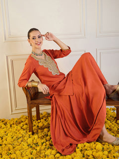Kesari Noor Heritage Embroidered Kurta & Dhoti Pants Ensemble