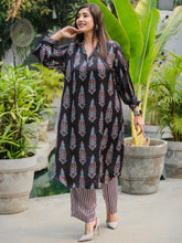 Black Luster Modal Satin Ajrakhi Co-Ord Set