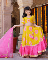 Yellow Varuna Silk Tie & Dye Lehenga Set