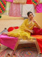 Straight Kurta with Pant & Dupatta - Yellow