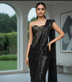 Meher Noir Brocade Corset Top