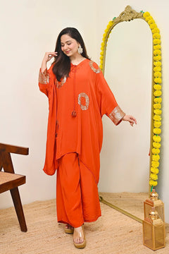 Coral Orange Embellished Co-ord