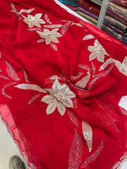 Satin organza saree