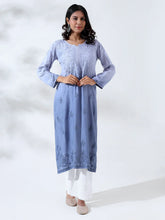 Palak Ombre Blue Muslin Long Kurta