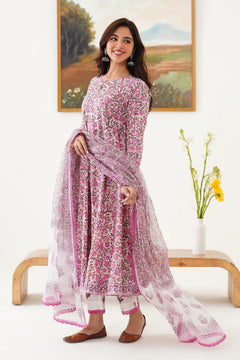Noor Gulabi Anarkali Set