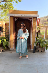 Meher Neel Handblock Floral Suit Set
