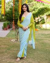 Multi Tie Dye Georgette Pre Draped Saree