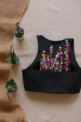 Black Padded Cotton Blouse