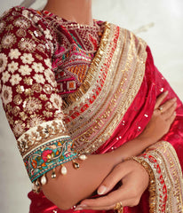 Multicolour thread embroidery blouse